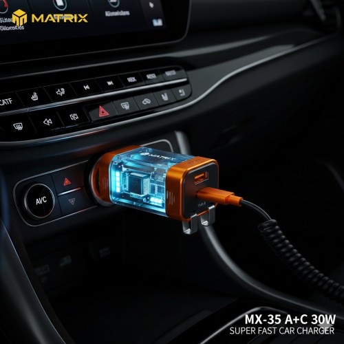 MX35 : شاحن سيارة ماتريكس فائق السرعة - قوة PD 30W + QC 3.0